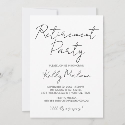 Modern Calligraphy Retirement Party Invitation