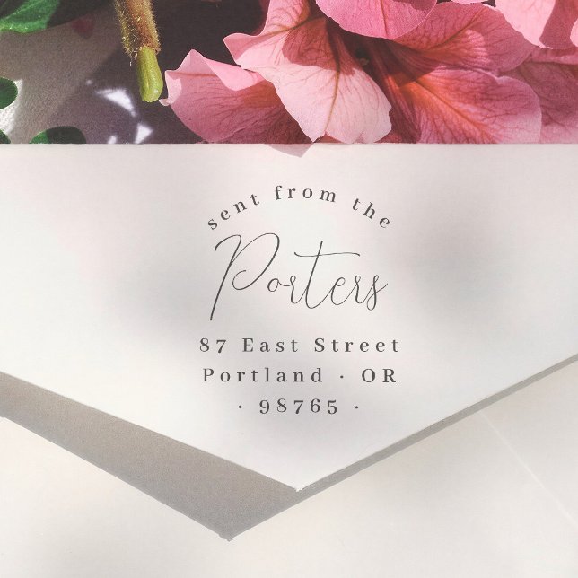 Modern Calligraphy Retro Sent From Return Address Rubber Stamp (Creator Uploaded)