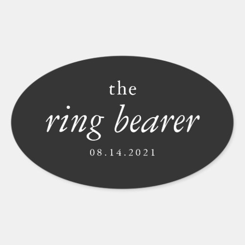 Modern Calligraphy Ring Bearer Wedding  Oval Stick Oval Sticker