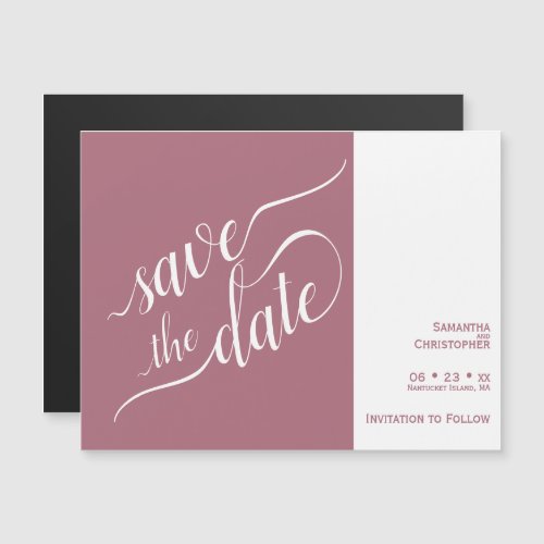 Modern Calligraphy Rose Pink Wedding Save the Date Magnetic Invitation