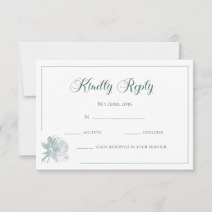 Modern Calligraphy Sage Green Floral Wedding RSVP Note Card