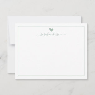 Modern Calligraphy Sage Green Heart Personalized Note Card