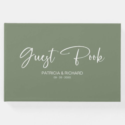 Modern Calligraphy Sage Green Wedding Guest Book