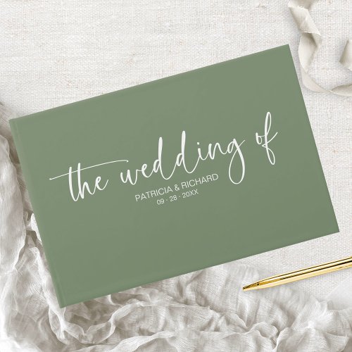 Modern Calligraphy Sage Green Wedding Guest Book