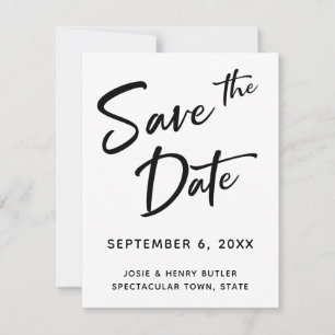 Modern Calligraphy Save the Date Gold Stripe Back