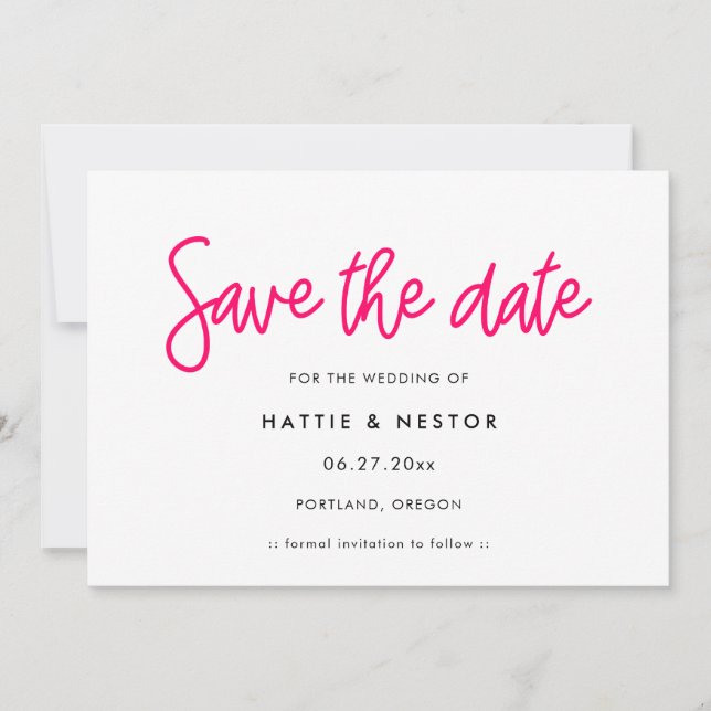 Modern calligraphy Save the date invitation (Front)