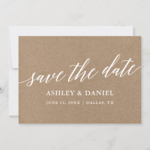 Modern Calligraphy Save The Date Kraft Card