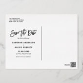 Modern Calligraphy Save the Date Vertical Photo Foil Invitation Postcard (Back)