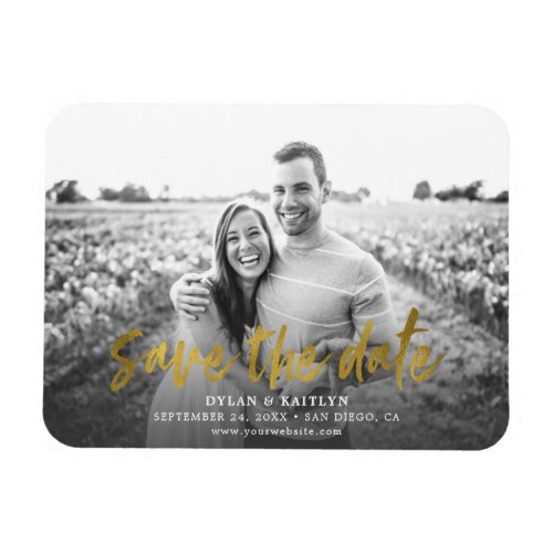 Modern Calligraphy Save the Date Wedding Photo Magnet