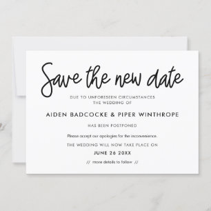 Modern calligraphy Save the new date announcement