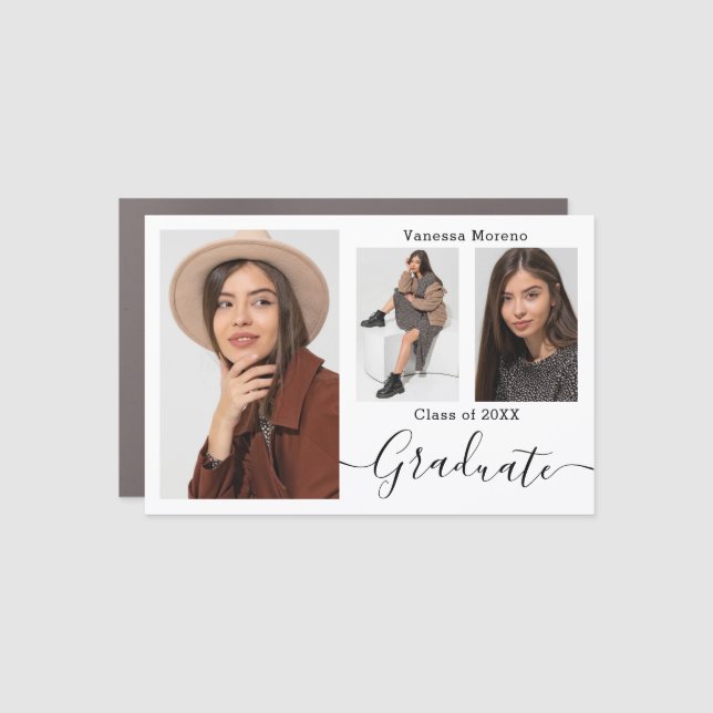 Modern Calligraphy Script 3 Photo WxB Grad Magnet (Front)