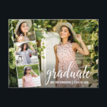 Modern Calligraphy Script 4 Photo Graduation Party Postcard<br><div class="desc">Modern Calligraphy Script Graduate Photo Graduation Party Invitation Postcard</div>