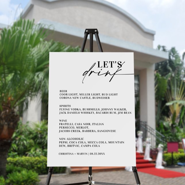 Modern Calligraphy Script Bar Menu Wedding Sign (Creator Uploaded)