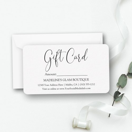 Modern Calligraphy Script Business Small Gift Card
