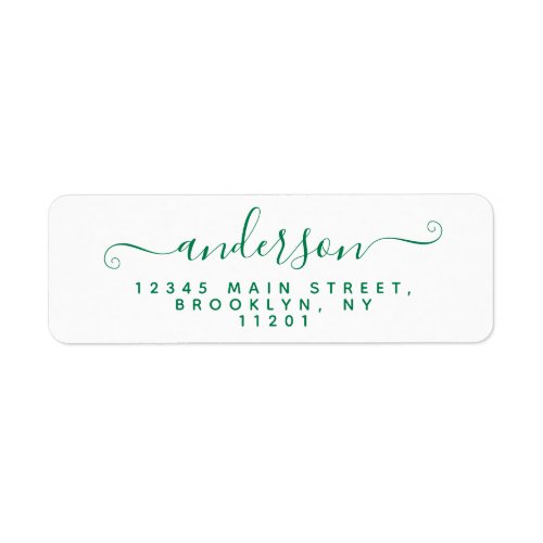 Modern Calligraphy Script Classic Green Last Name Label