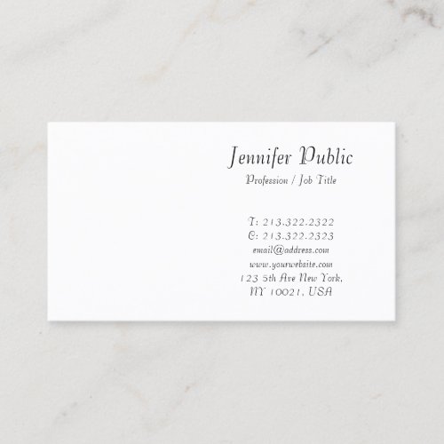 Modern Calligraphy Script Elegant Clean Design Business Card