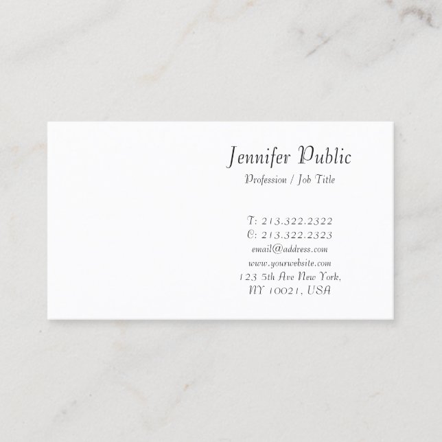Modern Calligraphy Script Elegant Clean Design Business Card (Front)