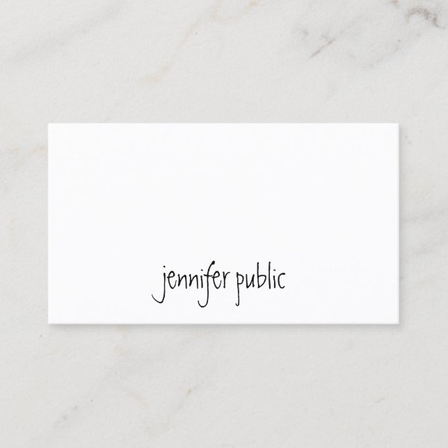 Modern Calligraphy Script Elegant Simple Template Business Card (Front)