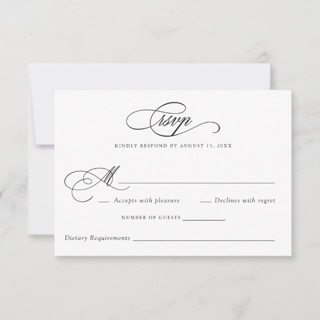 Modern Calligraphy Script Elegant Wedding RSVP Invitation (Front)