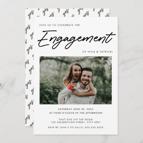 Modern Calligraphy Script Engagement Party Invitation