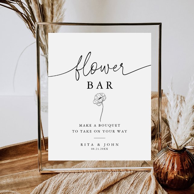Modern Calligraphy Script Flower Bar Wedding Sign (Creator Uploaded)