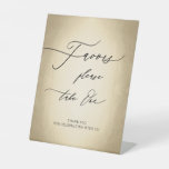 Modern Calligraphy Script Gold Favors Wedding Pedestal Sign