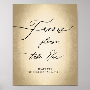Modern Calligraphy Script Gold Favors Wedding Sign