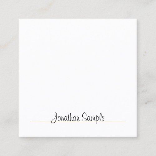 Modern Calligraphy Script Gold White Cool Template Square Business Card