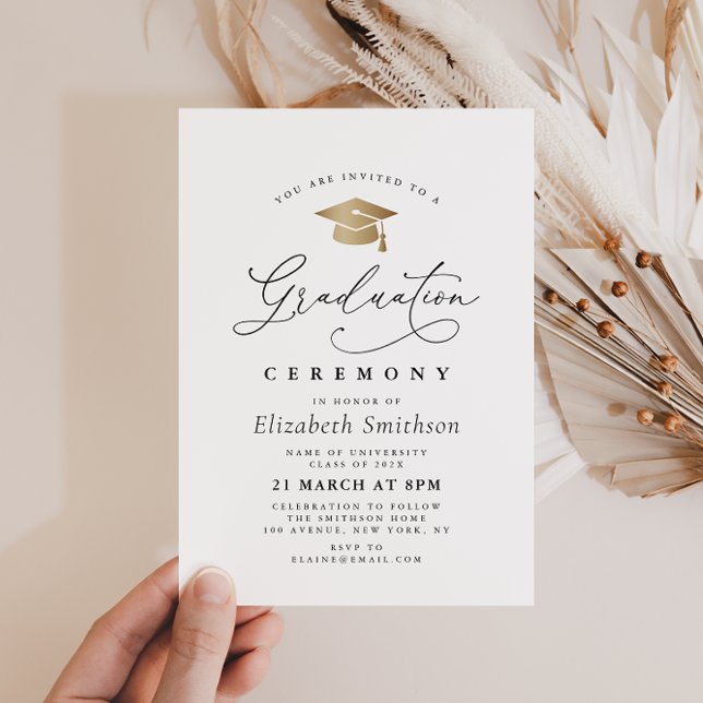 modern calligraphy script graduation ceremony invitation (Creator Uploaded)