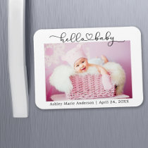 Modern Calligraphy Script Heart Hello Baby Magnet