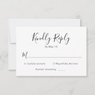 Modern Calligraphy Script Heart Wedding RSVP Card