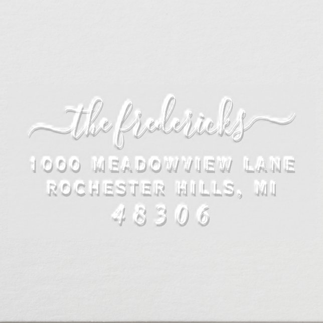 Modern Calligraphy Script Last Name Return Address Embosser (Design)