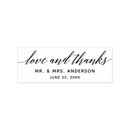 Modern Calligraphy Script Love and Thanks Wedding Rubber Stamp