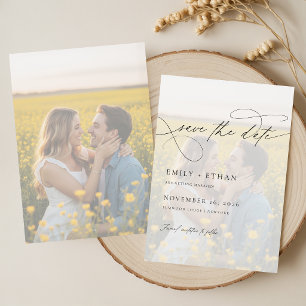 Modern Calligraphy Script Overlay Photo Wedding Save The Date