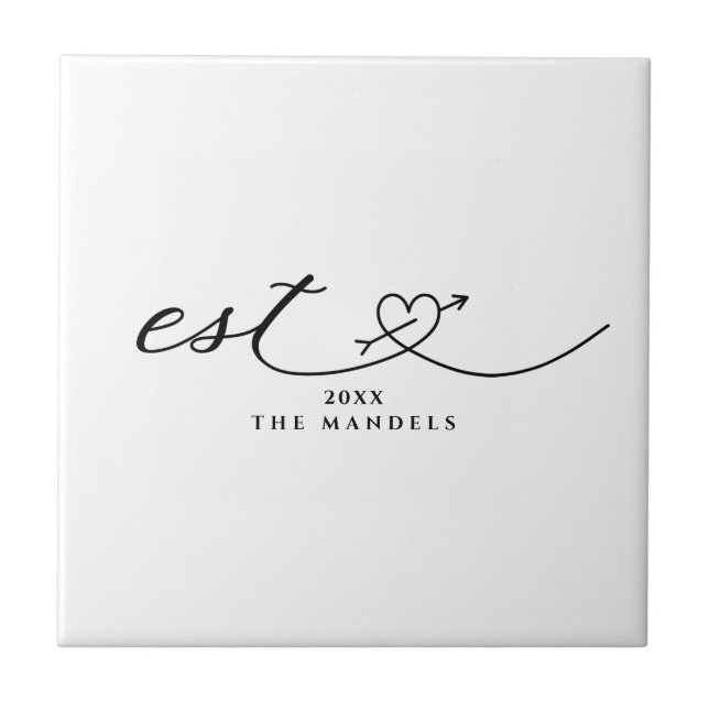 Modern Calligraphy Script Personalized  Ceramic Tile (Front)
