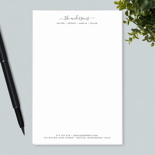 Modern Calligraphy Script Personalized Family Name Post_it Notes