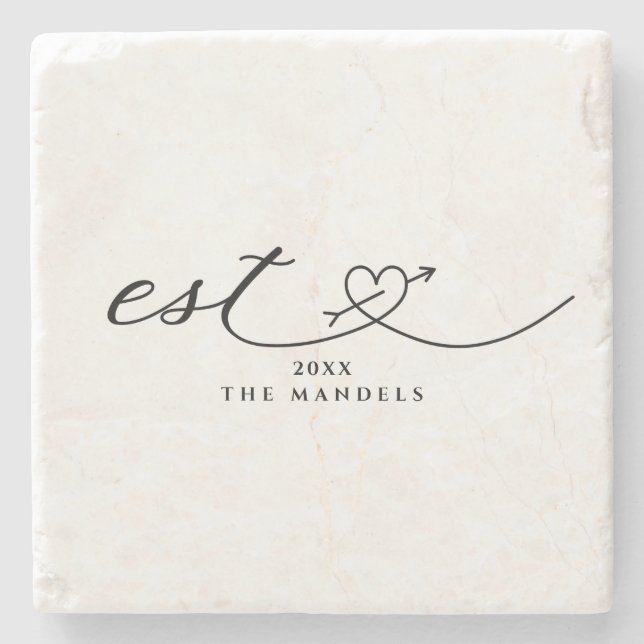 Modern Calligraphy Script Personalized Stone Coaster (Front)