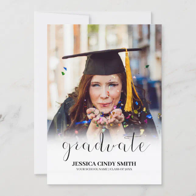 Modern Calligraphy Script Photo Graduation Party Invitation Zazzle