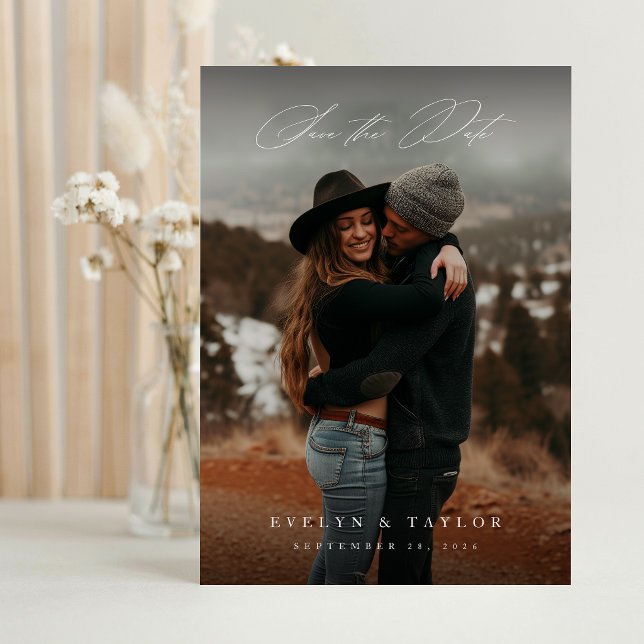 Modern Calligraphy Script Photo QR Code Wedding Invitation (Creator Uploaded)