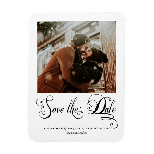 Modern Calligraphy Script Photo Save The Date Magnet