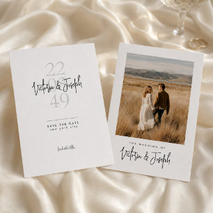 Modern Calligraphy Script Photo Wedding Budget Save The Date