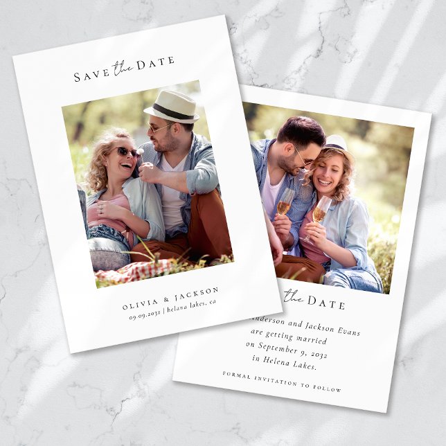 Modern Calligraphy Script Photo Wedding Save The Date (Creator Uploaded)