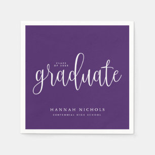 Modern Calligraphy Script Purple Graduation Napkins
