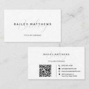 Modern Calligraphy Script QR Code Professional Business Card