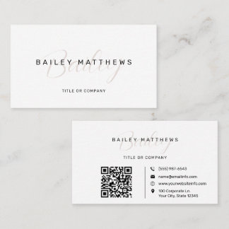 Modern Calligraphy Script QR Code Professional Business Card