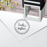 Modern Calligraphy Script Round Return Address Self-inking Stamp<br><div class="desc">This self-inking return address stamp features modern typography with elegant calligraphy and a classic round border. It makes a bold and unique statement. This stamp makes a wonderful gift for the newlywed couple, new home owners, or as hostess gift. Also way better than a lump of cool in a stocking...</div>