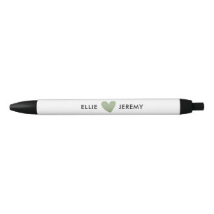 Modern Calligraphy Script Sage Green Heart Wedding Pen
