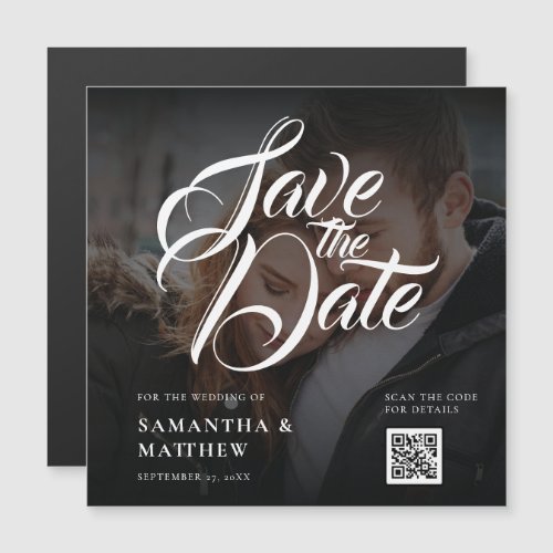 Modern Calligraphy Script Save The Date QR Code