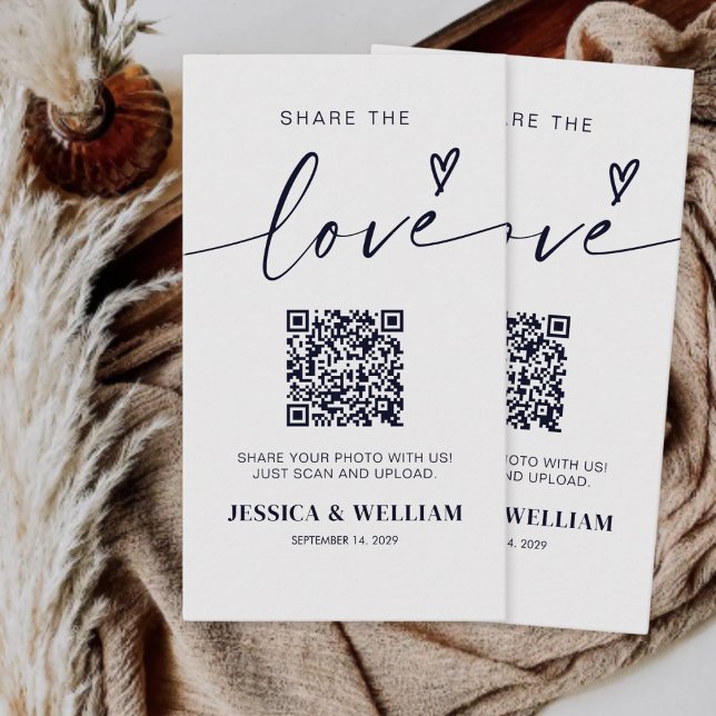 Modern Calligraphy Script Share the love QR Code Enclosure Card (Creator Uploaded)