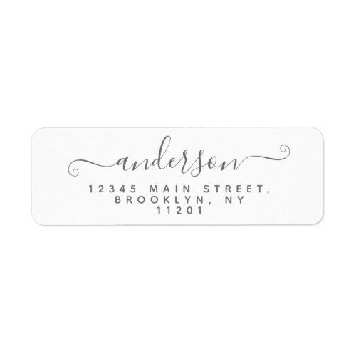 Modern Calligraphy Script Silver Gray Last Name Label